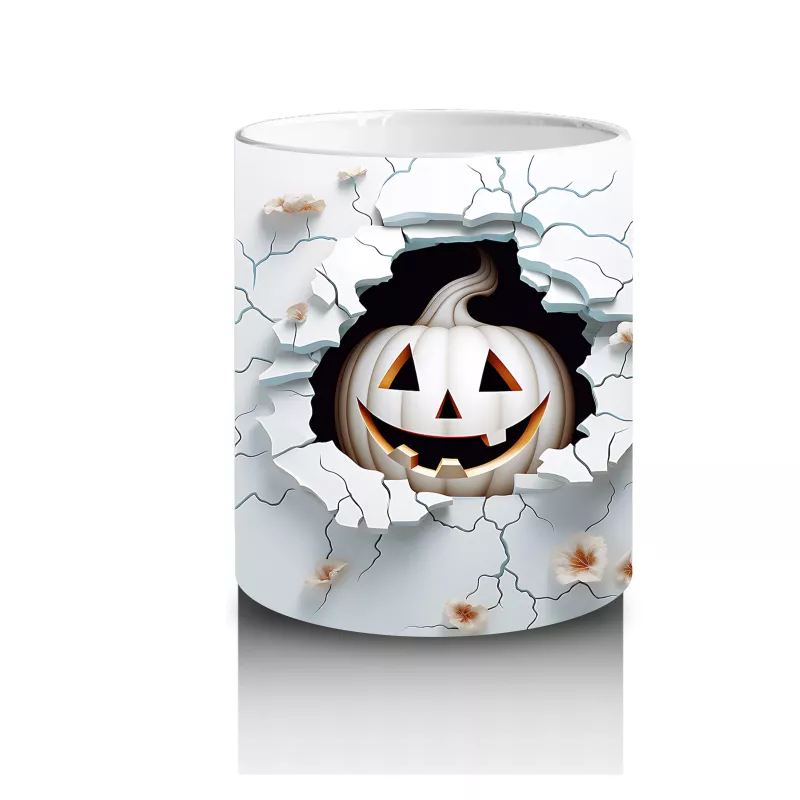 Kırık Duvarın Ardında Gülümseyen Balkabağı – Hediyelik Kahve Kupası - 3