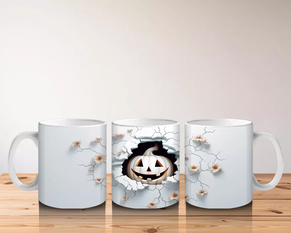 Kırık Duvarın Ardında Gülümseyen Balkabağı – Hediyelik Kahve Kupası - 5