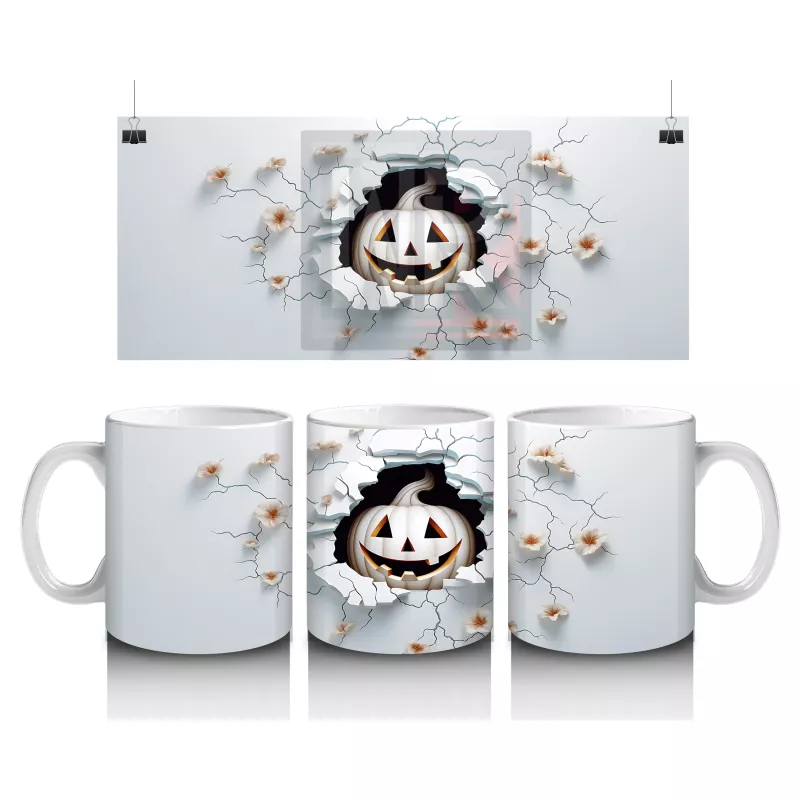 Kırık Duvarın Ardında Gülümseyen Balkabağı – Hediyelik Kahve Kupası