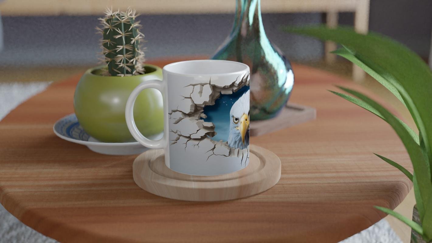 Kırık Duvarın Ardından Bakan Kartal Temalı Baskılı Kupa Bardak - 3