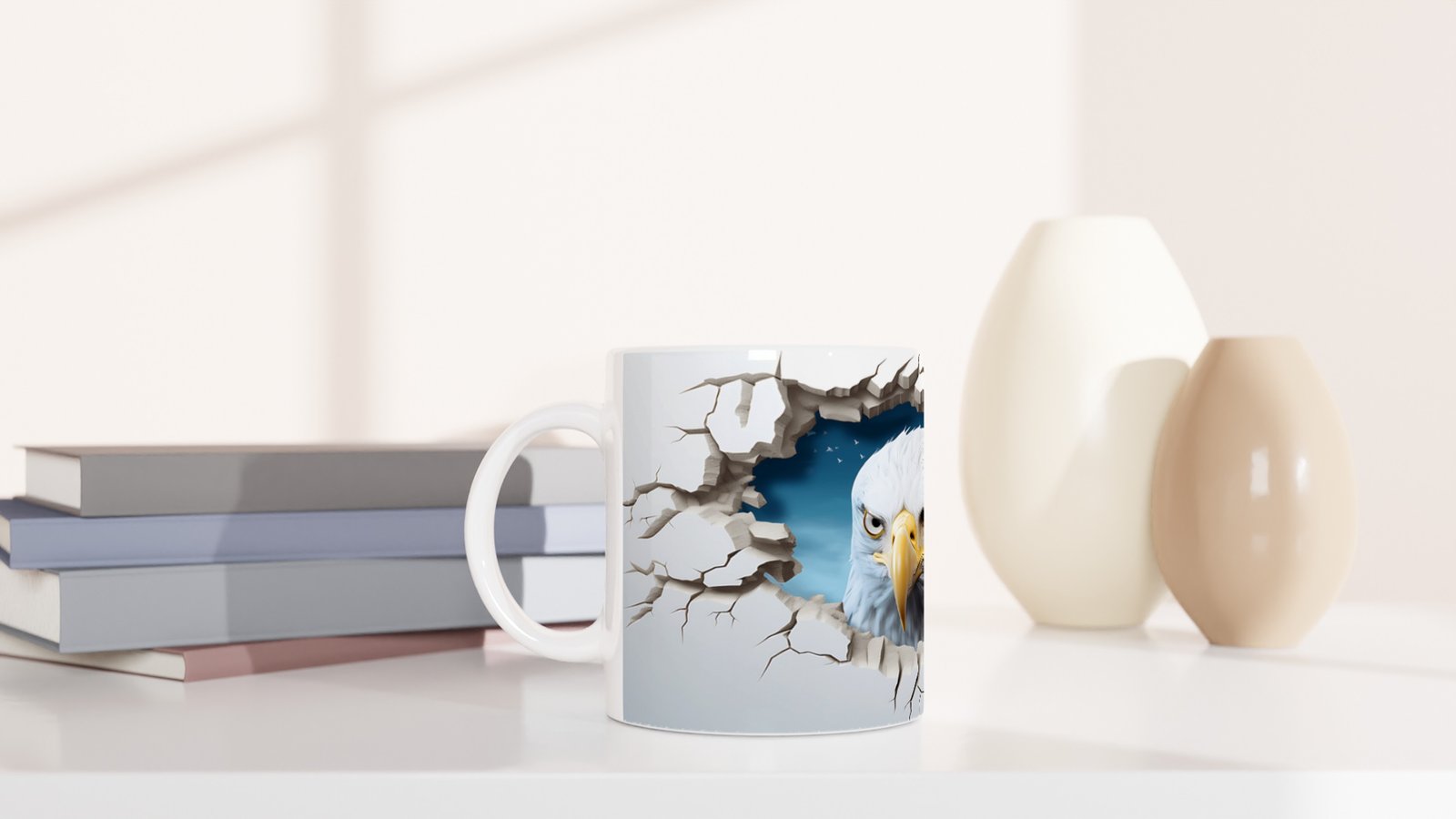 Kırık Duvarın Ardından Bakan Kartal Temalı Baskılı Kupa Bardak - 5