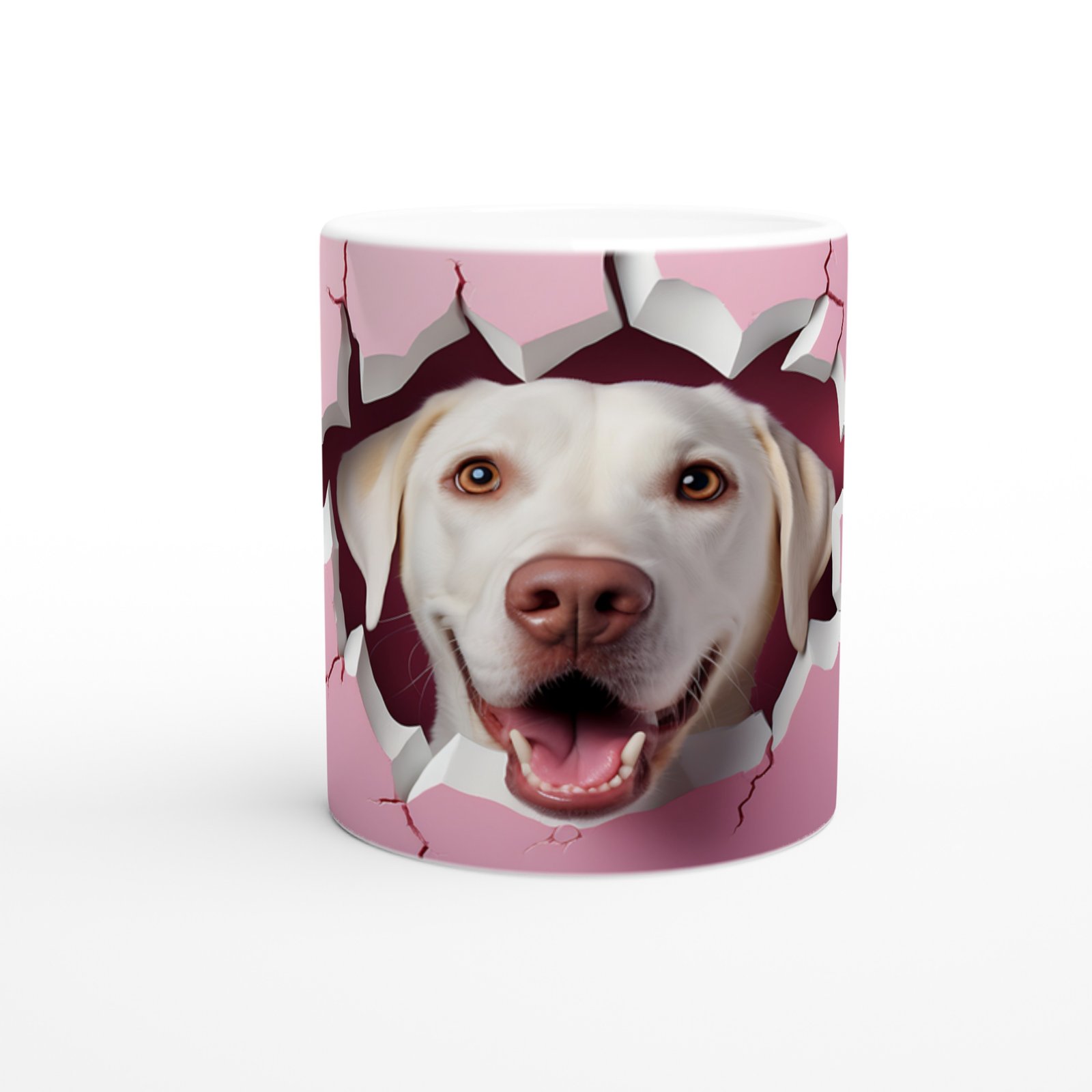 Kırık Duvarın Ardından Bakan Sarı Labrador Temalı Baskılı Kupa Bardak