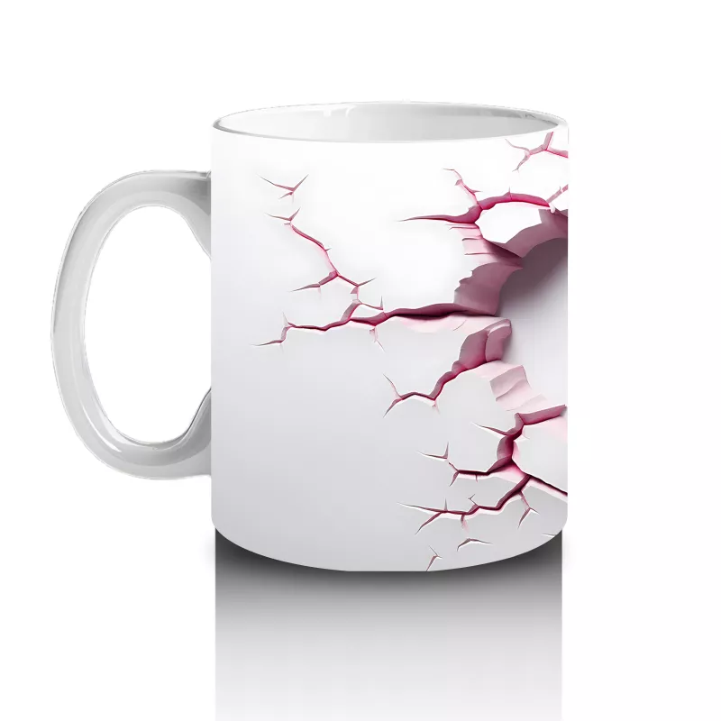 Kırık Kalpli Zeminden Yükselen Pembe Kelebek - Baskılı kahve kupası - 2