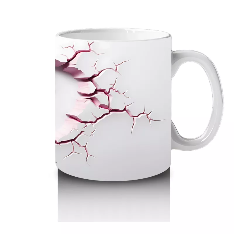 Kırık Kalpli Zeminden Yükselen Pembe Kelebek - Baskılı kahve kupası - 4