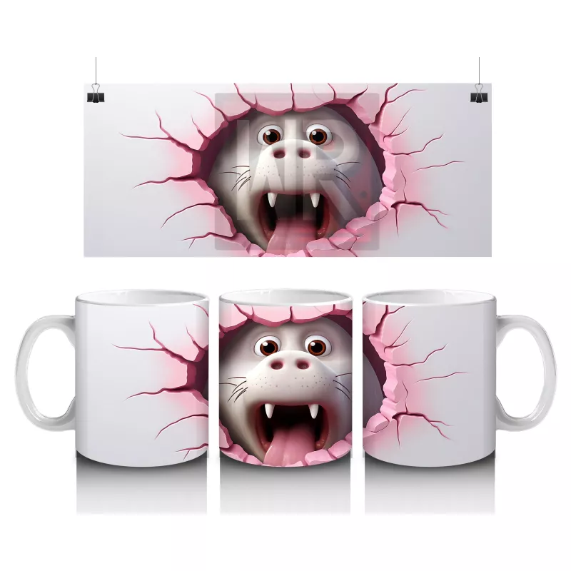 Kırık Zeminden Bakan Sevimli Vampir Dinozor - Baskılı kahve kupası