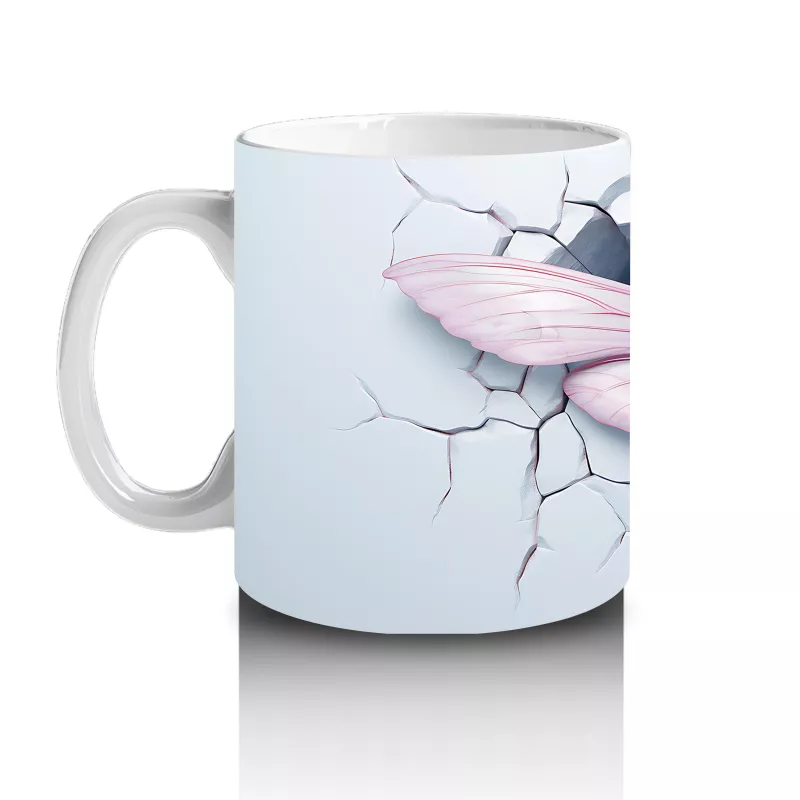 Kırık Zeminden Fırlayan Büyük Pembe Yusufçuk – Baskılı Kahve Kupası - 2