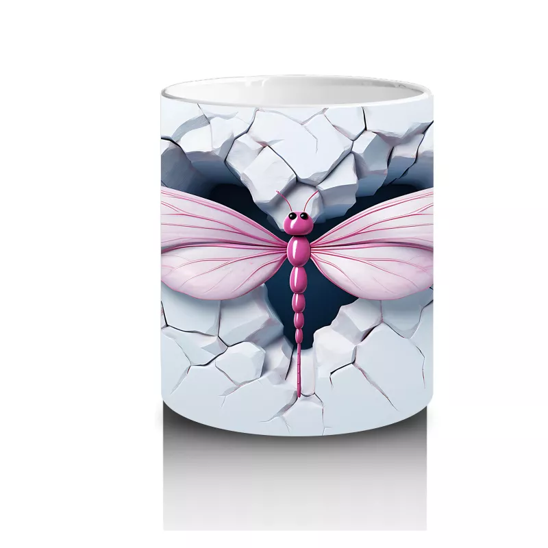 Kırık Zeminden Fırlayan Büyük Pembe Yusufçuk – Baskılı Kahve Kupası - 3