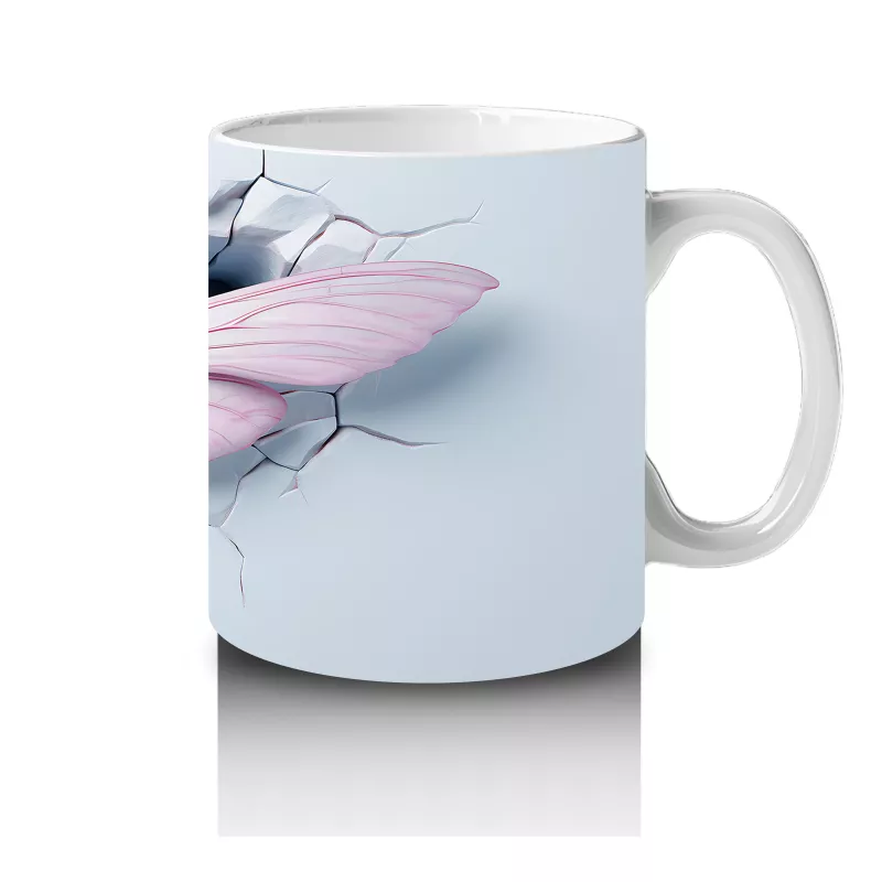 Kırık Zeminden Fırlayan Büyük Pembe Yusufçuk – Baskılı Kahve Kupası - 4