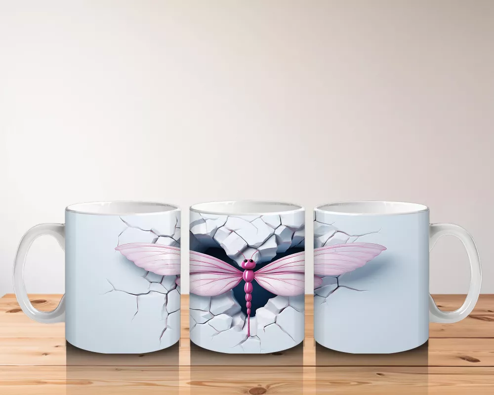 Kırık Zeminden Fırlayan Büyük Pembe Yusufçuk – Baskılı Kahve Kupası - 5