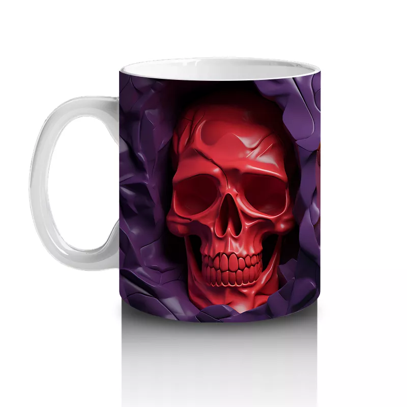 Kırmızı, Altın ve Mavi Kafatası Üçlüsü – Hediyelik Kahve Kupası - 2