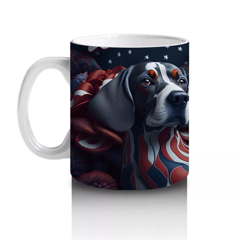 Kırmızı Gotik Kalpli Desenlerle Basset Hound Kupa Bardak - 2