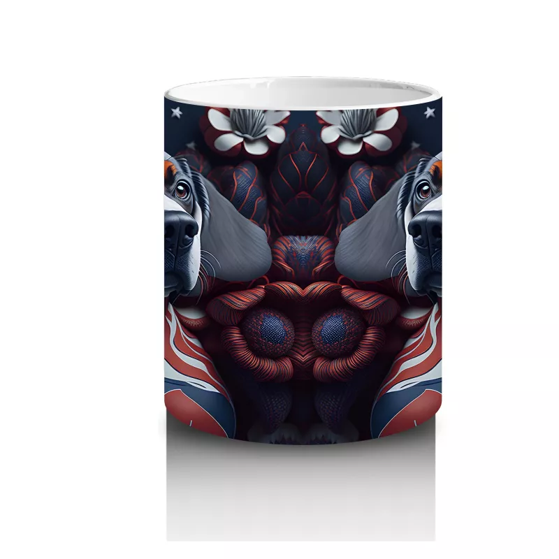 Kırmızı Gotik Kalpli Desenlerle Basset Hound Kupa Bardak - 3