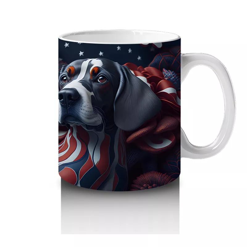 Kırmızı Gotik Kalpli Desenlerle Basset Hound Kupa Bardak - 4