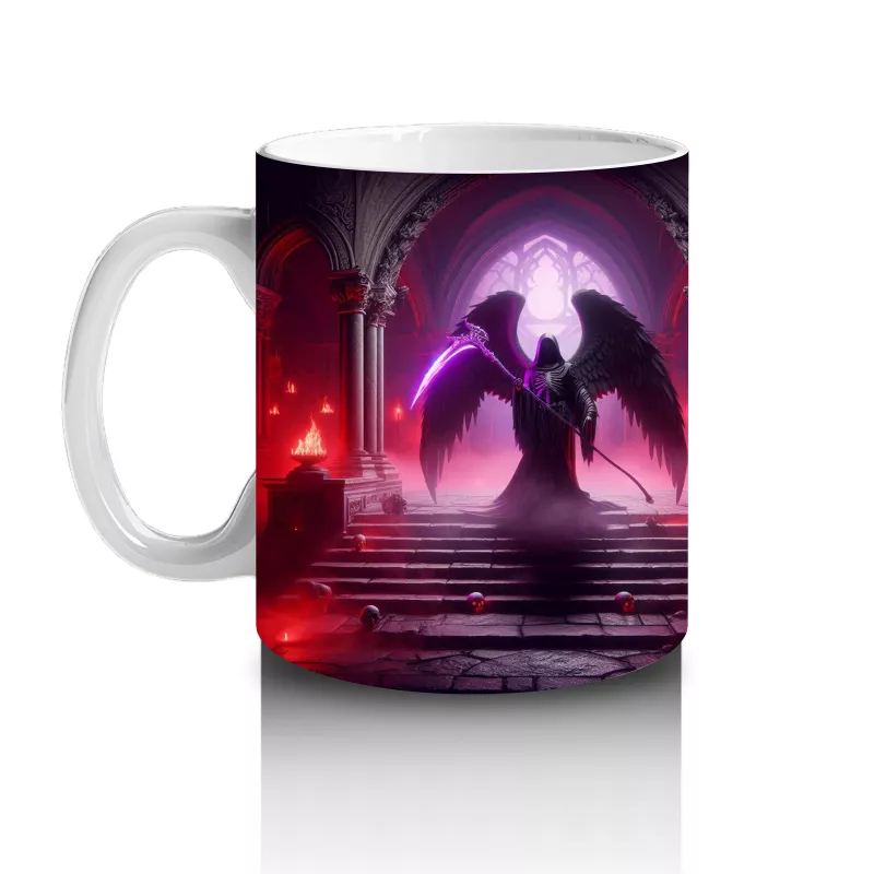 Kırmızı Işıklar Altında Karanlık Vampir Figürlü Cadılar Bayramı Baskılı Kupa Bardak - 2