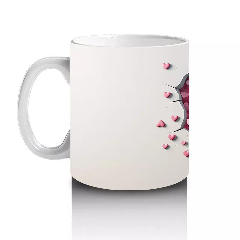 Kırmızı Kalplerle Kaplı Arka Planda Zıplayan Köpekbalığı - Baskılı kahve kupası - 2