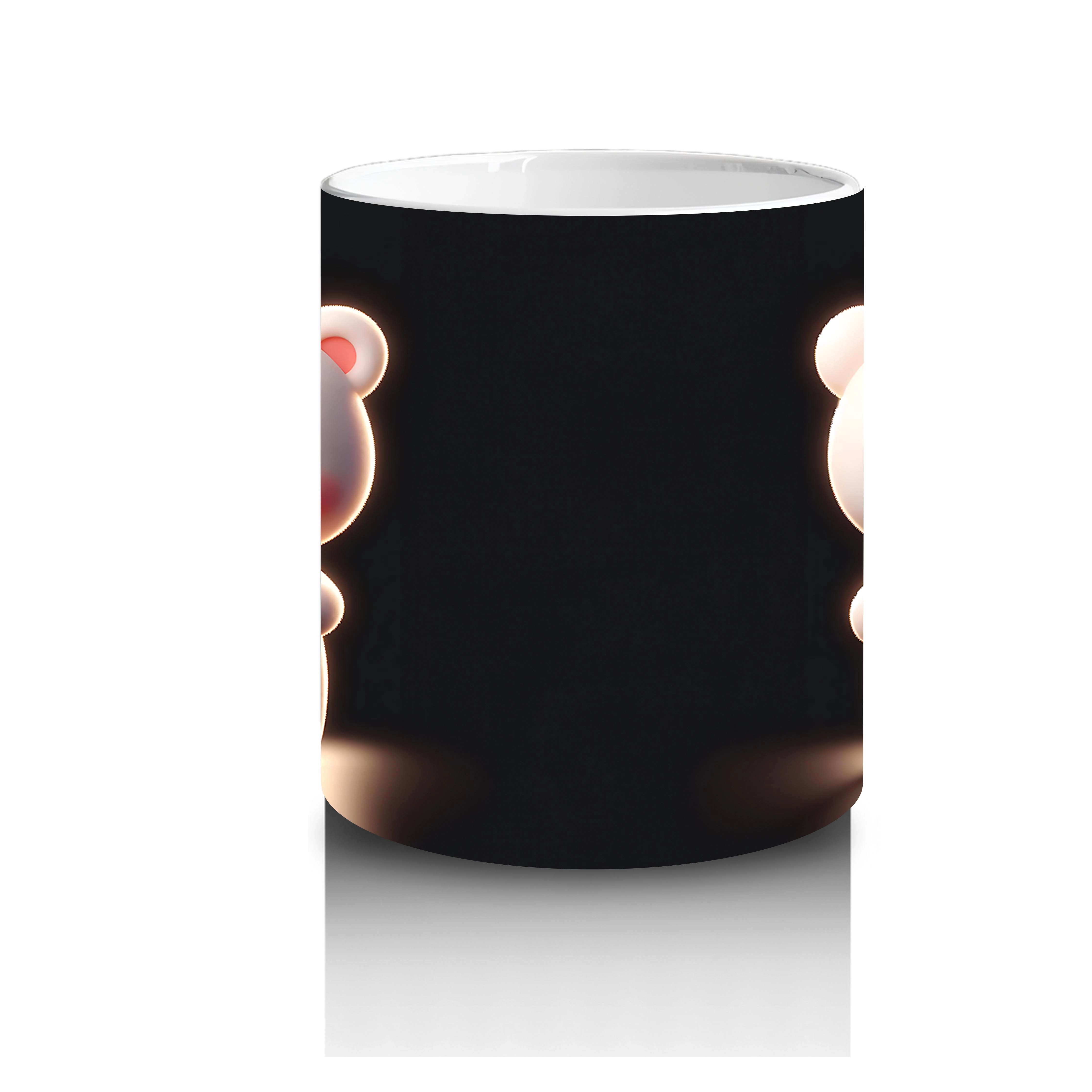 Kırmızı Kalpli Ayıcık ve Arka Yüzü – Baskılı Kahve Kupası - 3