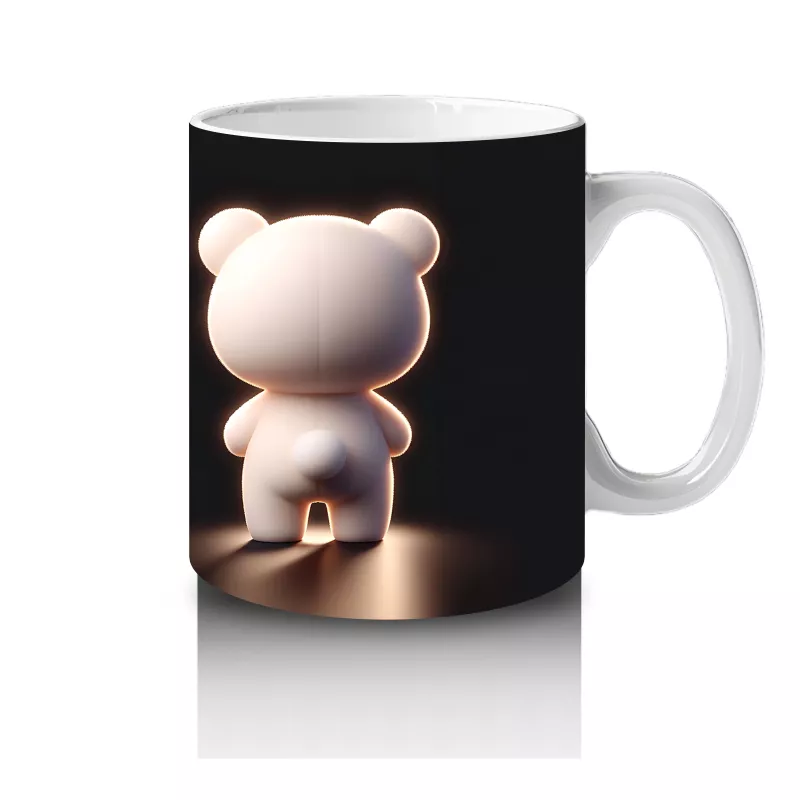 Kırmızı Kalpli Ayıcık ve Arka Yüzü – Baskılı Kahve Kupası - 4