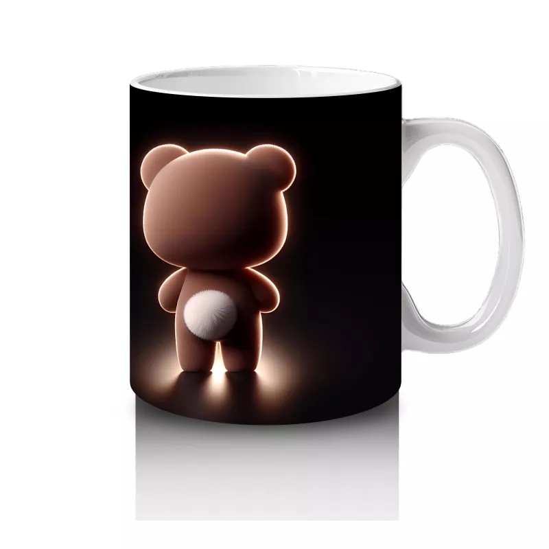 Kırmızı Kalpli Tatlı Kahverengi Ayıcık - Baskılı kahve kupası - 4