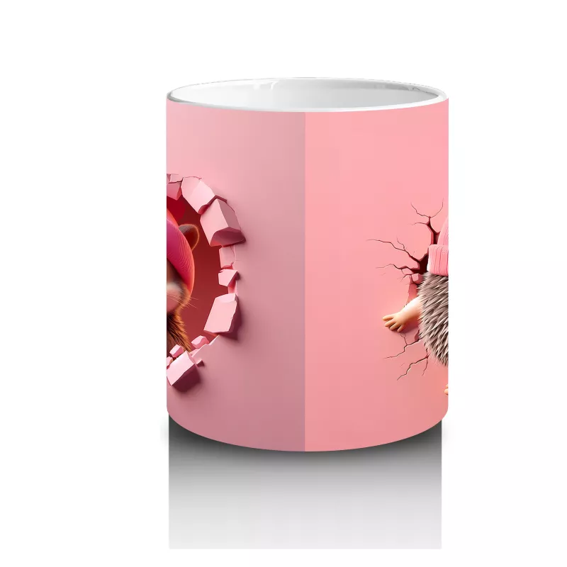 Kırmızı Kurdeleli Sevimli Kız Maskot ve Örgü Bere Figürü – Baskılı Kahve Kupası - 3