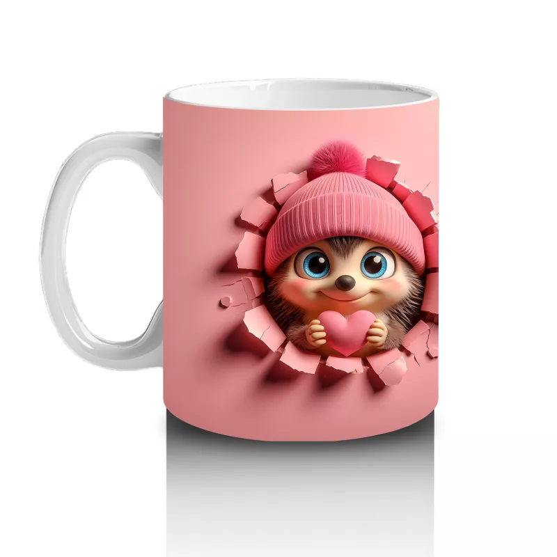 Kırmızı Kurdeleli Sevimli Kız Maskotu – Baskılı Kahve Kupası - 2