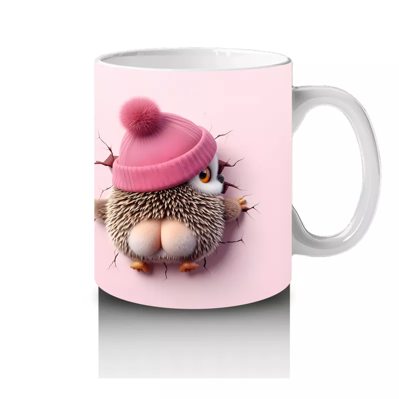 Kırmızı Kurdeleli Sevimli Kız Maskotu – Baskılı Kahve Kupası - 4