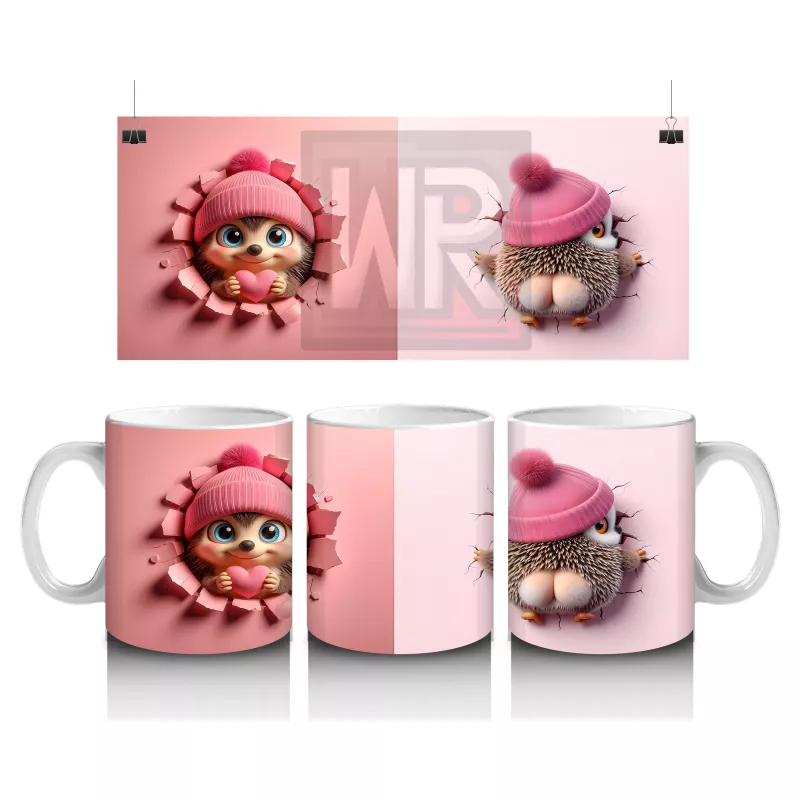 Kırmızı Kurdeleli Sevimli Kız Maskotu – Baskılı Kahve Kupası