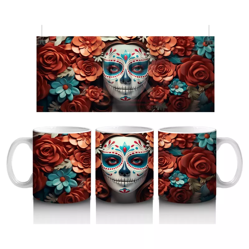 Kırmızı ve Mavi Güller Arasında Solgun Yüz – Hediyelik Kahve Kupası