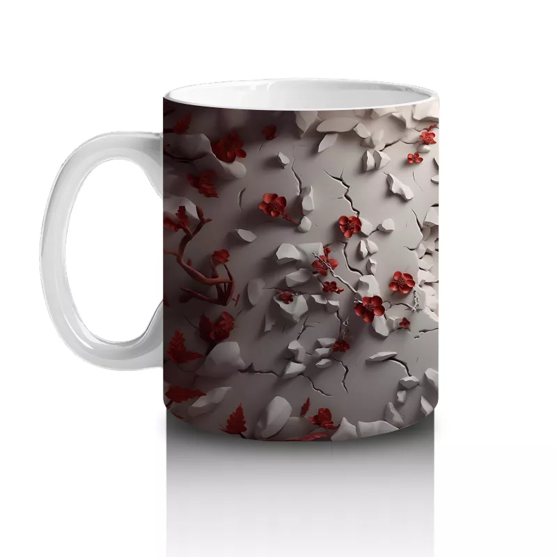 Kırmızı Yapraklarla Sarılmış Gotik Geyik İllüstrasyonu - Baskılı kahve kupası - 2