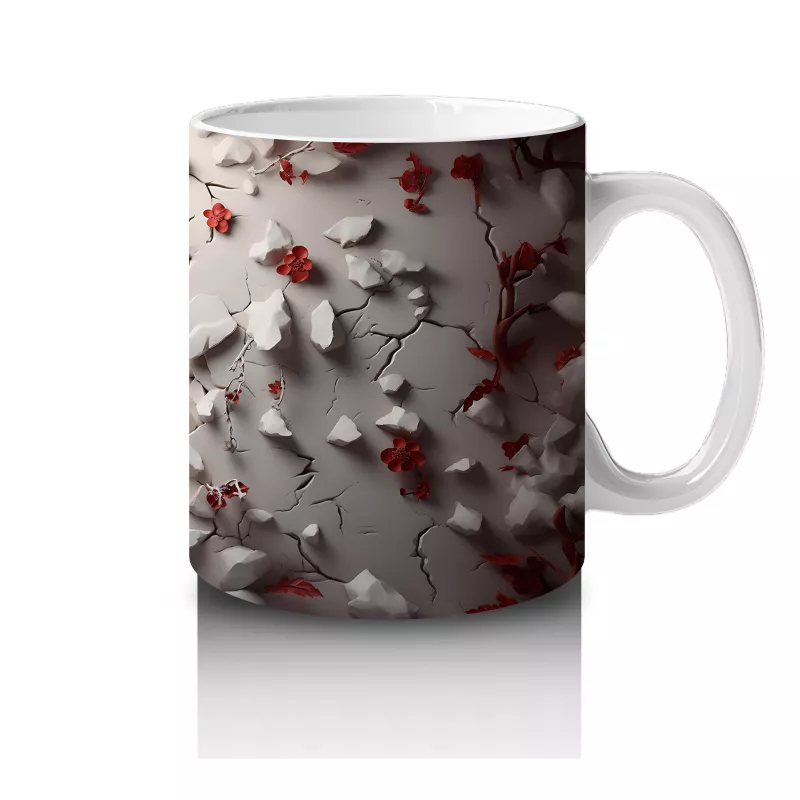 Kırmızı Yapraklarla Sarılmış Gotik Geyik İllüstrasyonu - Baskılı kahve kupası - 4