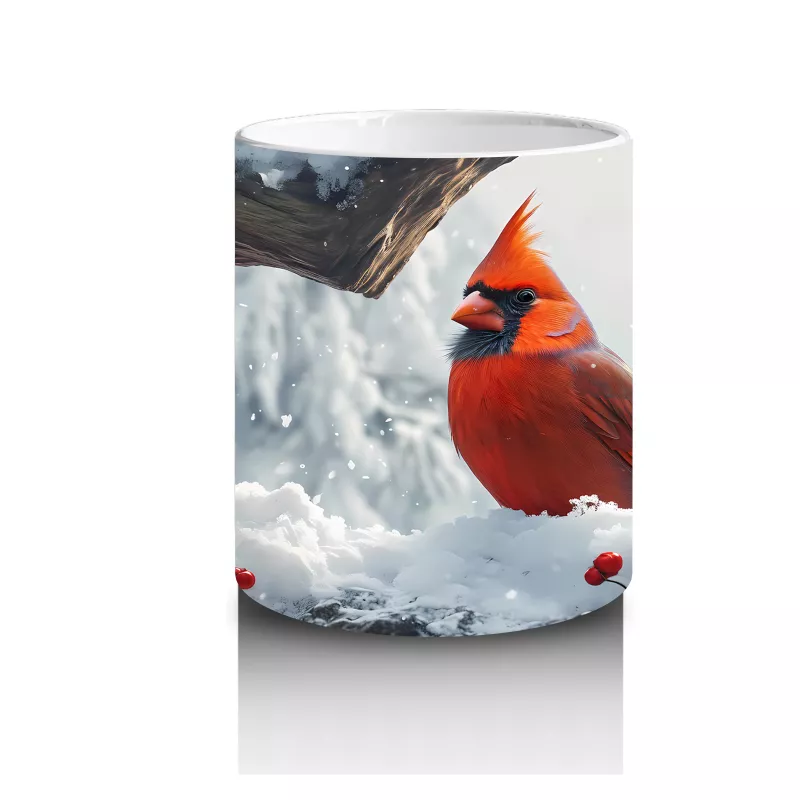 Kış Bahçesinde Uçan Kardinal Kuşu – Baskılı Kupa - 3