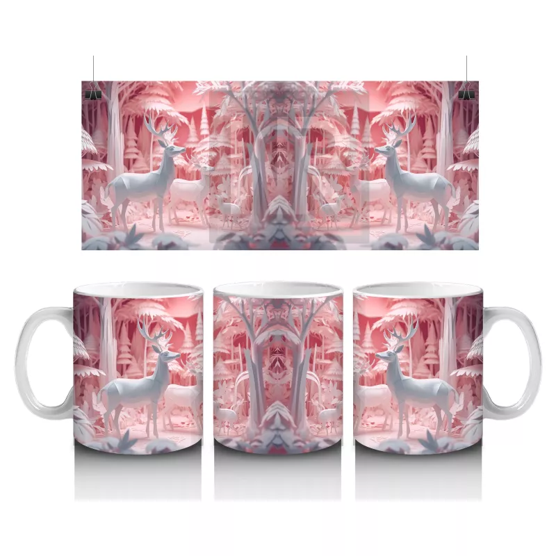 Kitaplık Önünde Oturan Meraklı Kedi – Baskılı Kahve Kupası