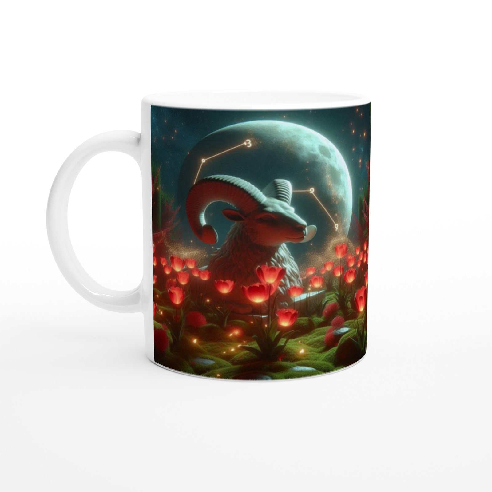 Koç Burcu Baskılı Kahve Kupası - Ay ışığında Zodyak Bahçesi Vs2