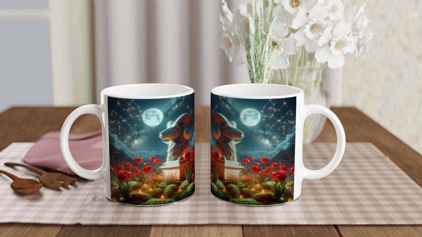 Koç Burcu Baskılı Kahve Kupası - Ay ışığında Zodyak Bahçesi Vs3 - 5