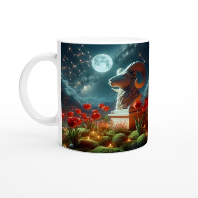 Koç Burcu Baskılı Kahve Kupası - Ay ışığında Zodyak Bahçesi Vs3