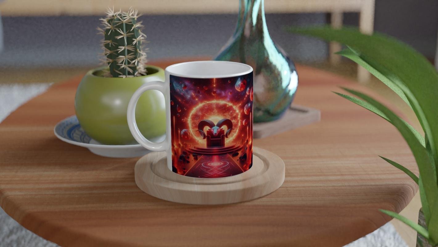 Koç Burcu Baskılı Kahve Kupası - Galaktik Taht Odası Temalı Vs4 - 4