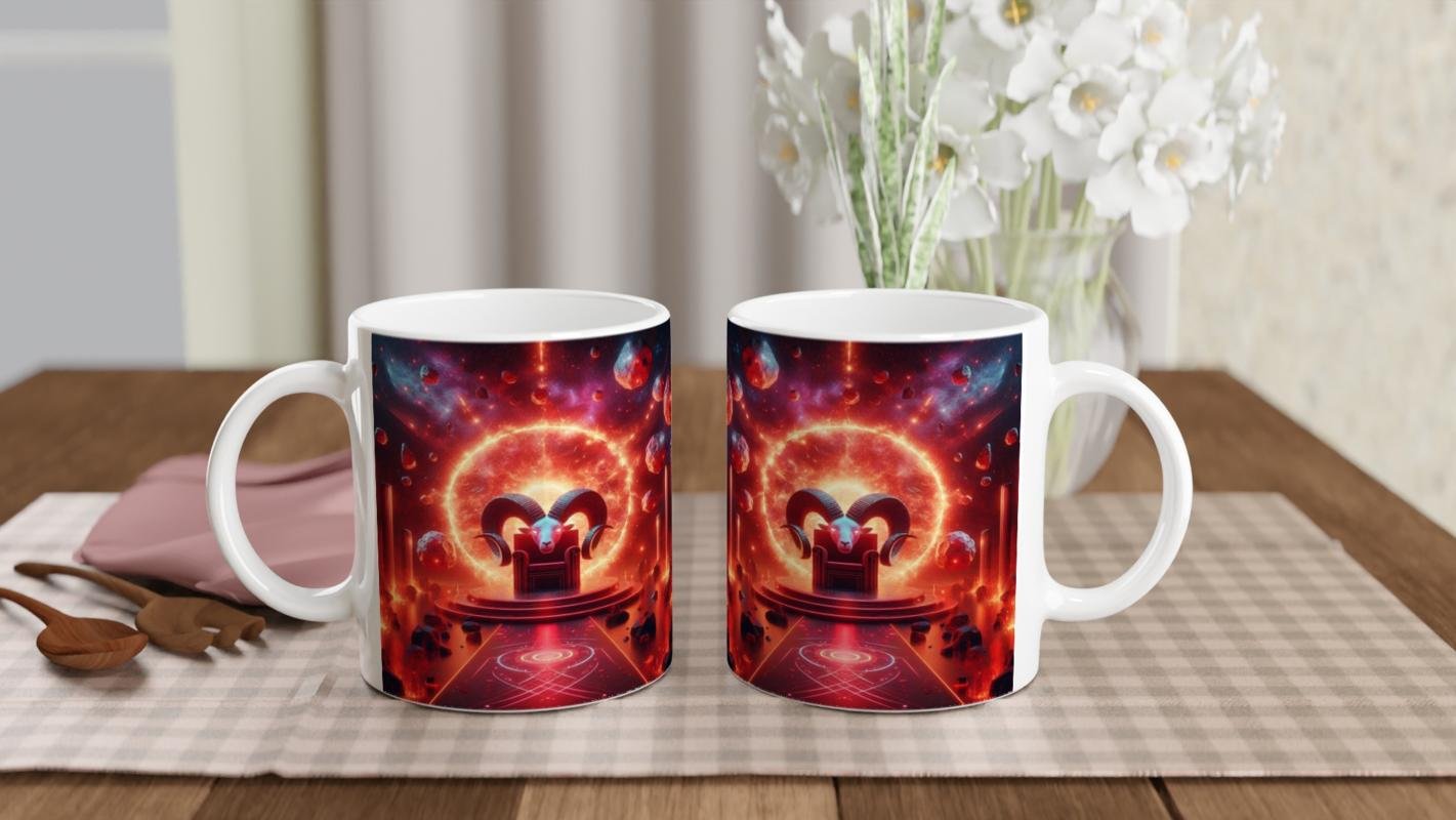 Koç Burcu Baskılı Kahve Kupası - Galaktik Taht Odası Temalı Vs4 - 5