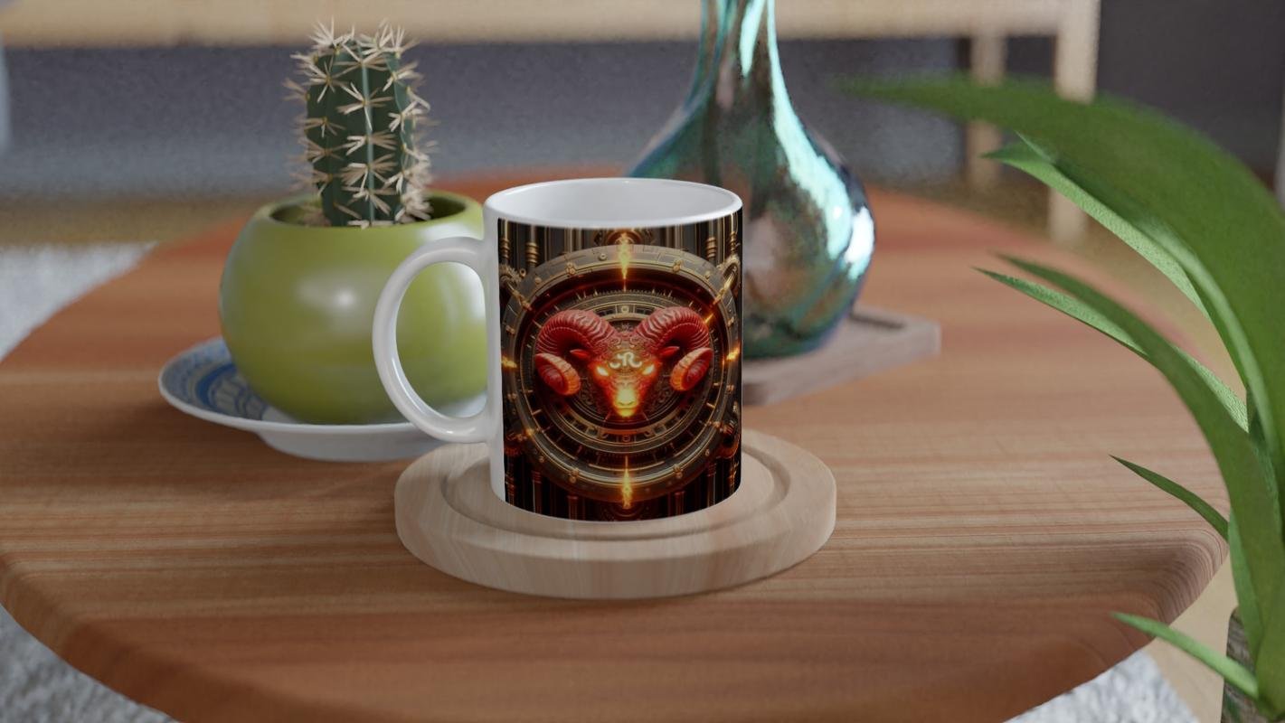 Koç Burcu Baskılı Kahve Kupası - Zamanın Çarkları Astroloji Mekanizması Vs2 - 4