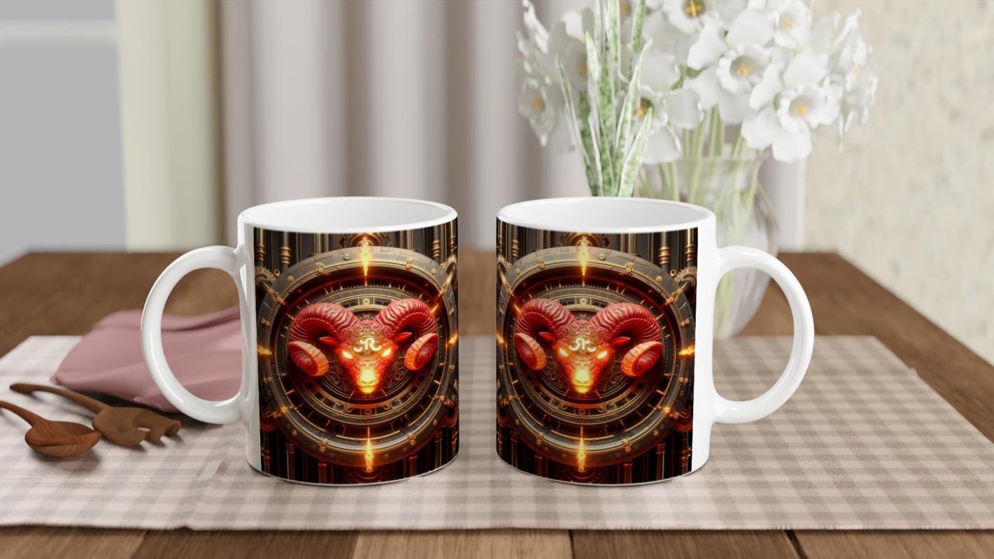 Koç Burcu Baskılı Kahve Kupası - Zamanın Çarkları Astroloji Mekanizması Vs2 - 5