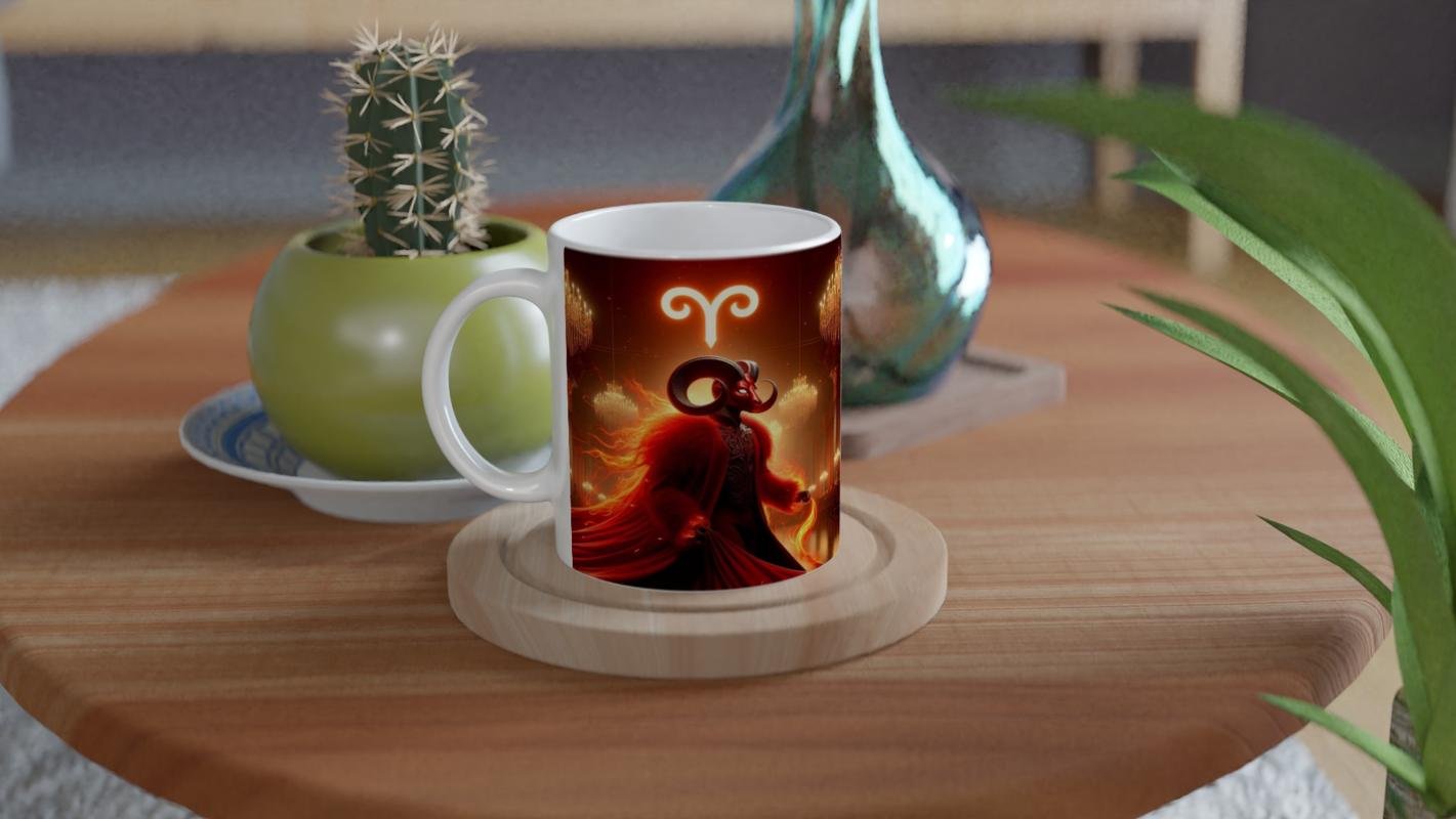 Koç Burcu Baskılı Kahve Kupası - Zodyak Maskeli Balo Vs4 - 4