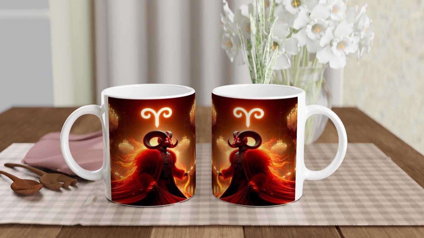 Koç Burcu Baskılı Kahve Kupası - Zodyak Maskeli Balo Vs4 - 5