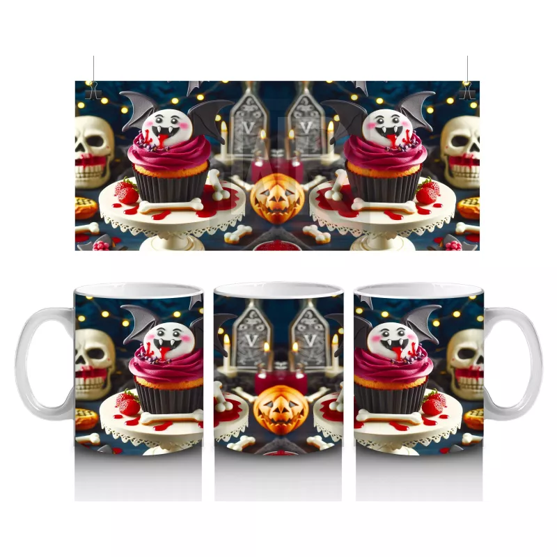 Korkunç Palyaço ve Şekerlemelerle Renkli Cadılar Bayramı Baskılı Kupa Bardak