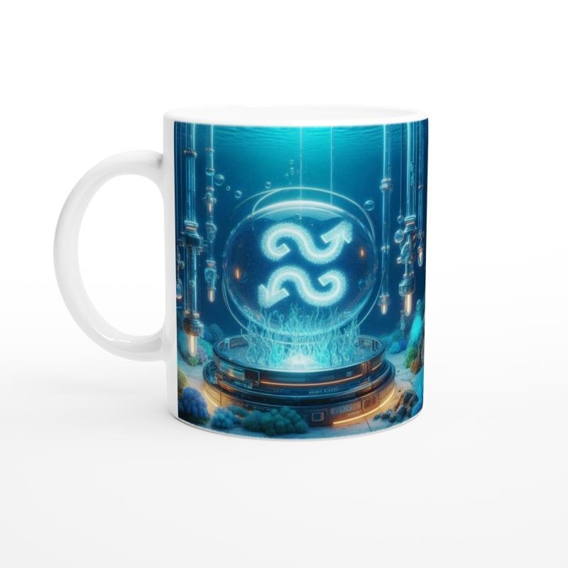 Kova Burcu Baskılı Kahve Kupası - Astral Denizaltı Dünyası Vs1