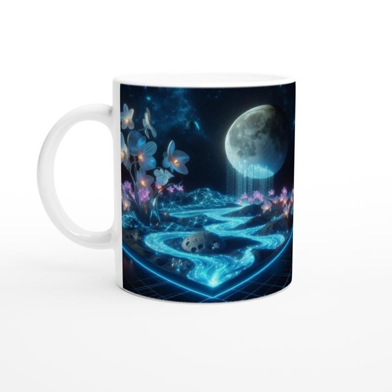 Kova Burcu Baskılı Kahve Kupası - Ay ışığında Zodyak Bahçesi Vs3