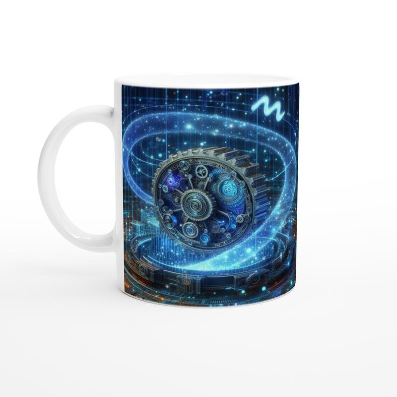 Kova Burcu Baskılı Kahve Kupası - Zamanın Çarkları Astroloji Mekanizması Vs1