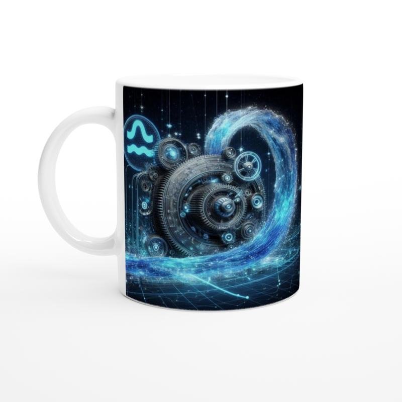 Kova Burcu Baskılı Kahve Kupası - Zamanın Çarkları Astroloji Mekanizması Vs2