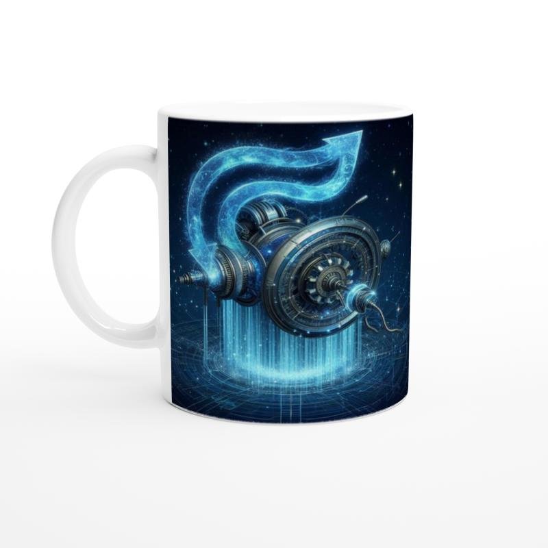 Kova Burcu Baskılı Kahve Kupası - Zamanın Çarkları Astroloji Mekanizması Vs4