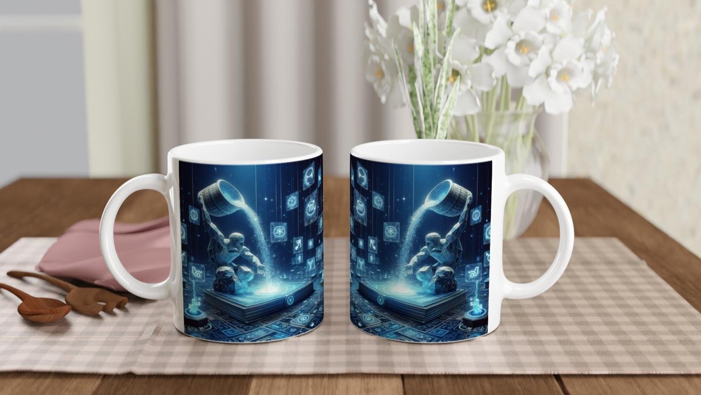 Kova Burcu Baskılı Kahve Kupası - Zodyak Kütüpanesi Vs1 - 5