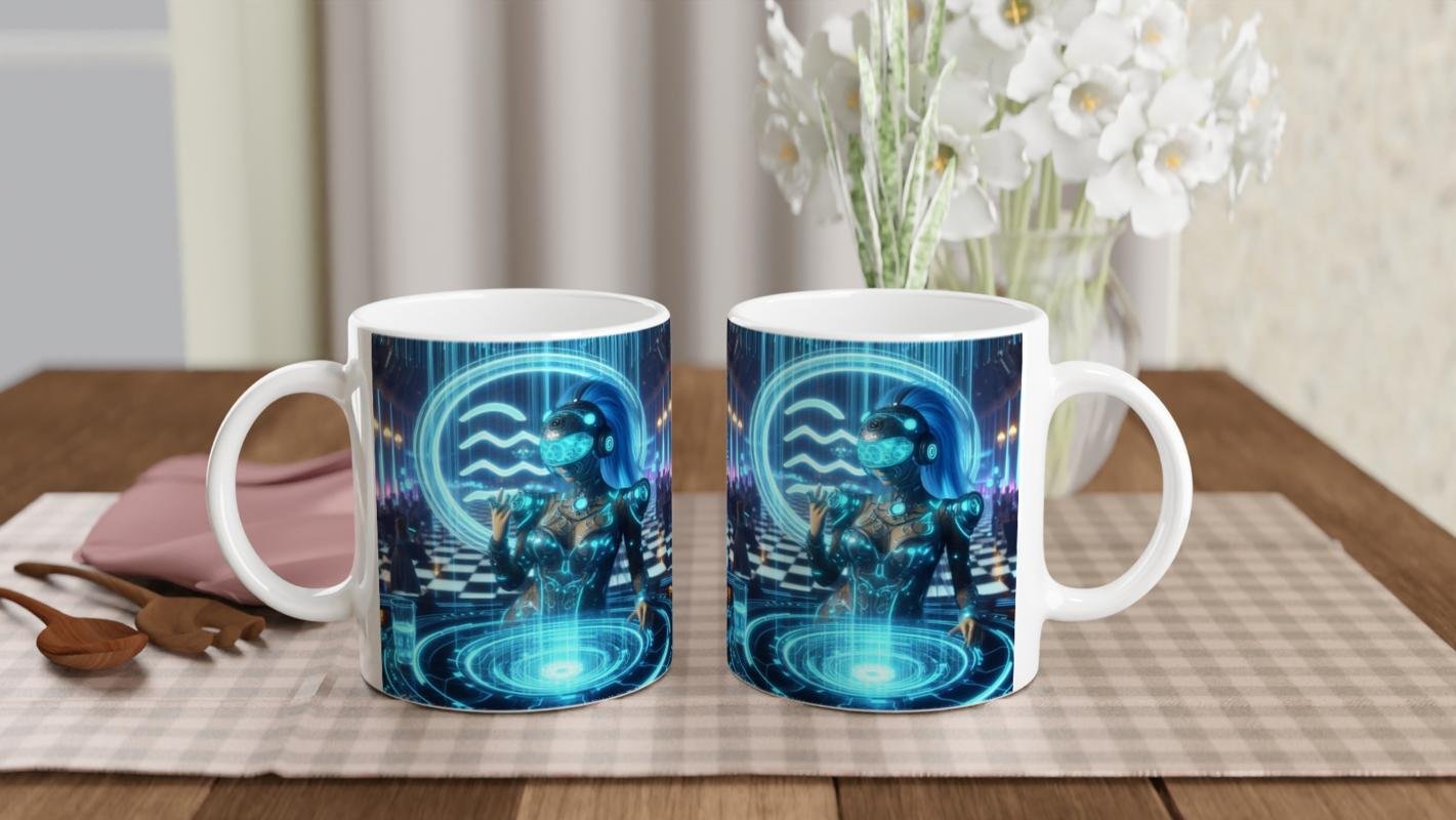 Kova Burcu Baskılı Kahve Kupası - Zodyak Maskeli Balo Vs4 - 5