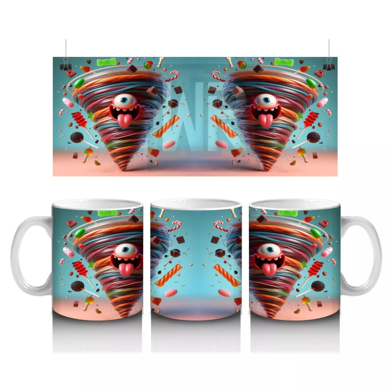 Külah İçinde Balkabağı ve Şekerlemelerle Eğlenceli Cadılar Bayramı Baskılı Kupa