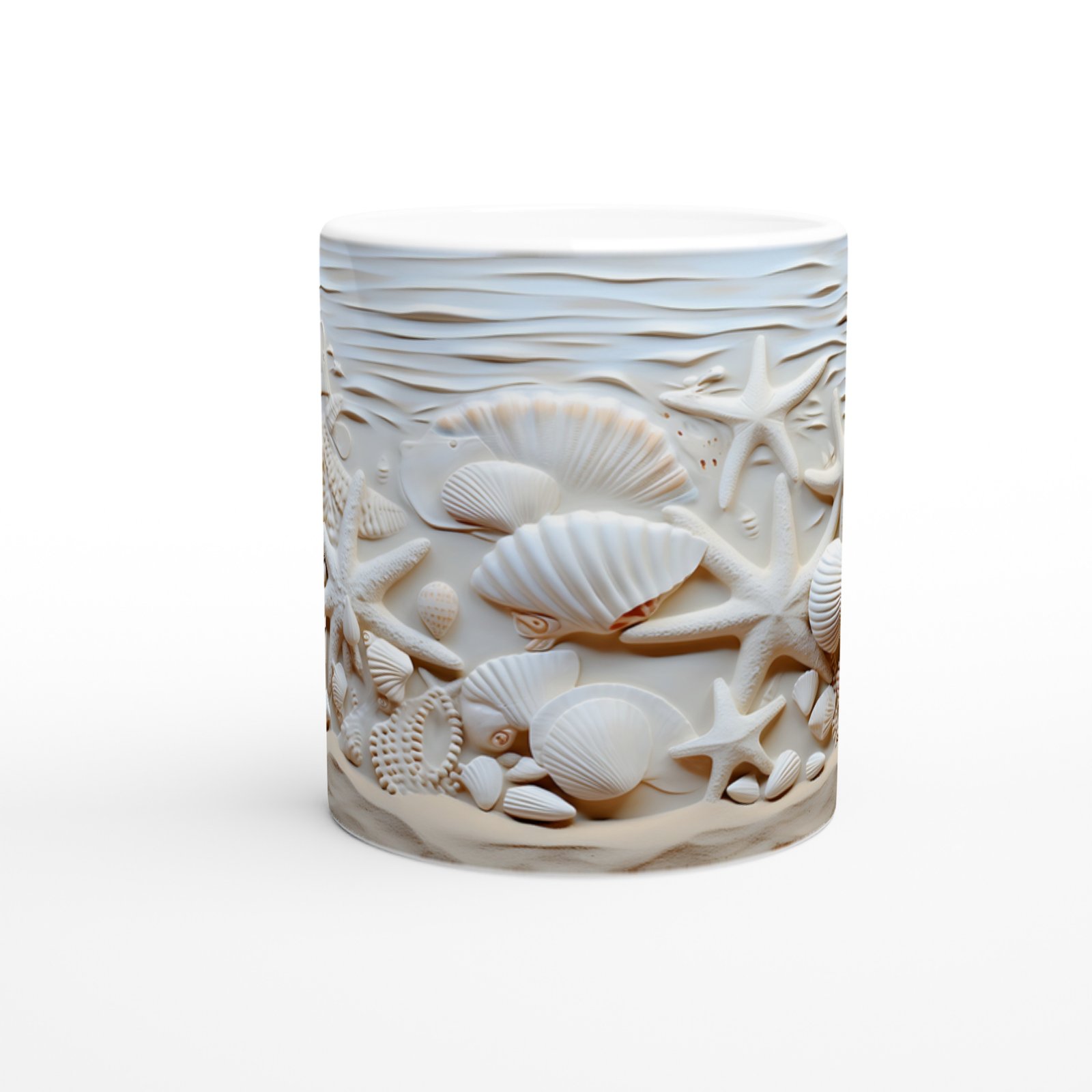Kum Dalgaları ve Deniz Kabuğu Detaylı Su Altı Temalı Kupa Bardak